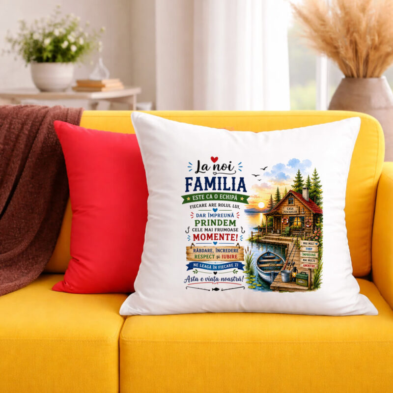 Față de Pernă Personalizată La Noi Familia