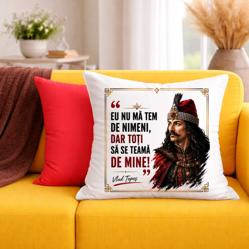 Față de Pernă Personalizată Vlad Țepeș și Citat Istoric