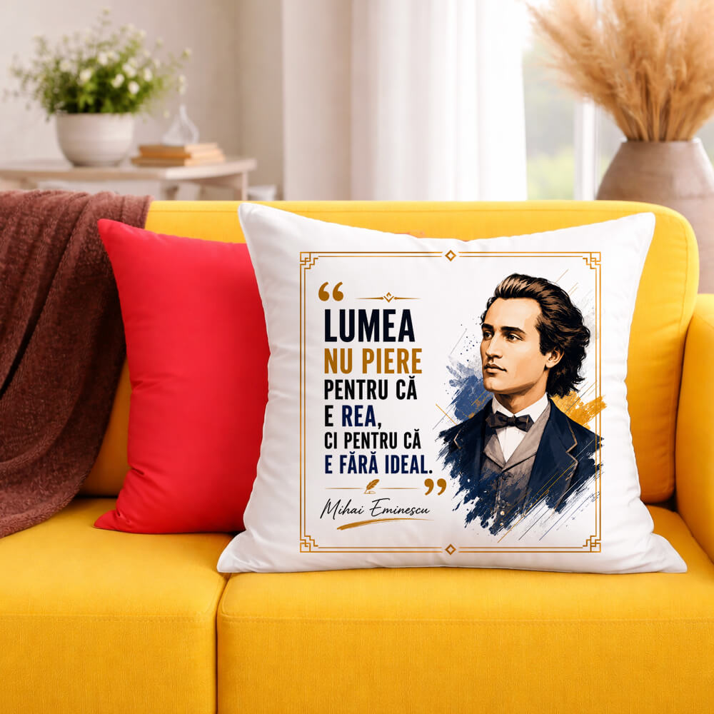 Față de Pernă Personalizată cu Citat de Mihai Eminescu