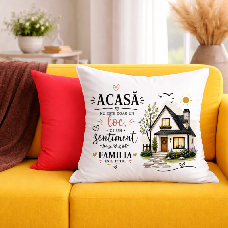 Față de Pernă Personalizată – Acasă Nu Este Doar un Loc, Ci un Sentiment