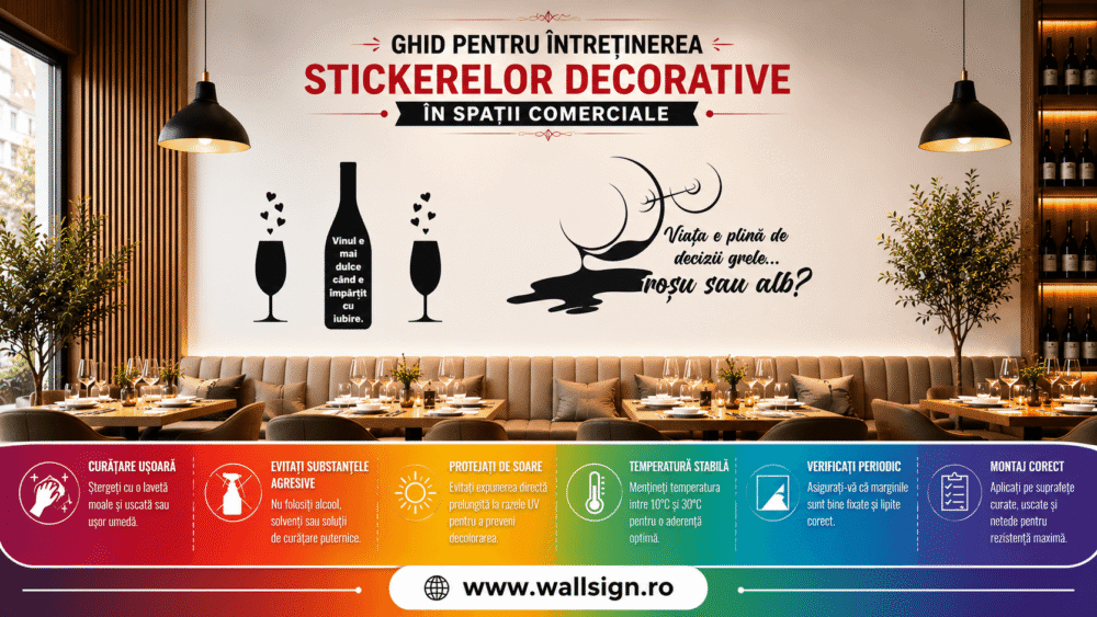 Ghid pentru intretinerea stickerelor decorative in spatii comerciale Afla cum sa protejezi vinilul WallSign in locatii din Ramnicu Sarat Buzau Focsani si Ploiesti