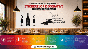 Ghid pentru intretinerea stickerelor decorative in spatii comerciale Afla cum sa protejezi vinilul WallSign in locatii din Ramnicu Sarat Buzau Focsani si Ploiesti