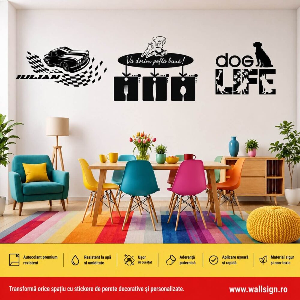 Locuinta ta merita un aspect premium vezi Stickere de Perete Ghid de Aplicare si Montaj marca WallSign si aplica designul tau preferat direct pe peretii camerei