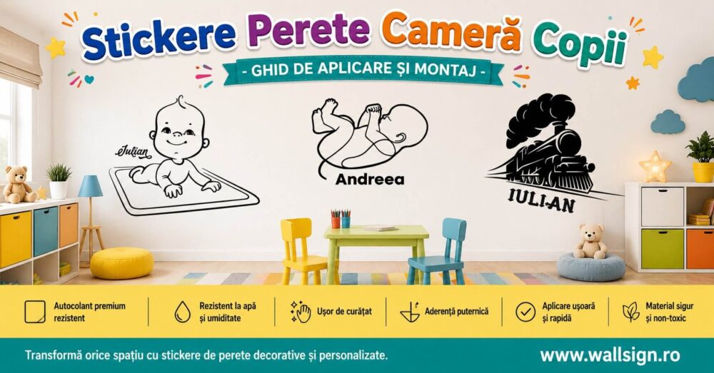 Ofera i micutului tau un decor de poveste Citeste un Stickere Perete Camera Copii Ghid de Aplicare si Montaj marca WallSign si monteaza simplu autocolantul cu numele sau