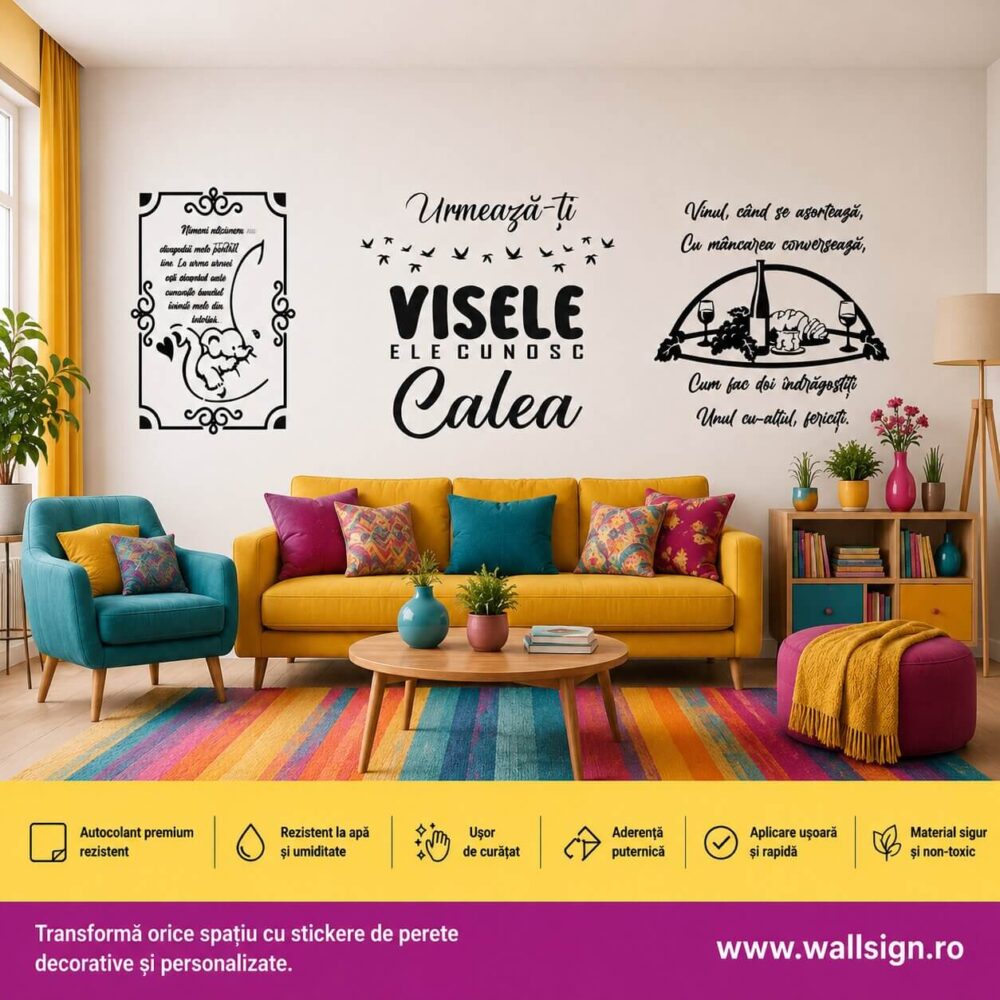 Personalizeaza ti livingul sau bucataria cu texte elegante Citeste un Stickere Text si Citate Ghid de Aplicare si Montaj marca WallSign si aplica mesaje superbe simplu