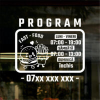 Sticker program de funcționare – Fast Food cu burger și cartofi