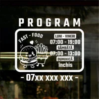 Sticker program de funcționare – Fast Food cu burger și cartofi