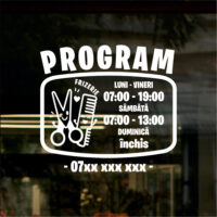 Sticker program de funcționare – Frizerie cu foarfecă și pieptăn
