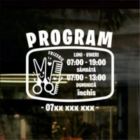 Sticker program de funcționare – Frizerie cu foarfecă și pieptăn