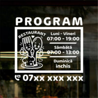 Sticker program de funcționare – Restaurant cu furculiță și lingură