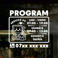 Sticker program de funcționare – Service PC cu calculator și scule