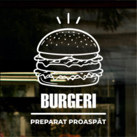 Sticker vitrină geam Burgeri Preparat Proaspăt