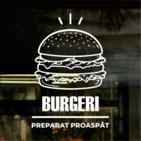 Sticker vitrină geam Burgeri Preparat Proaspăt