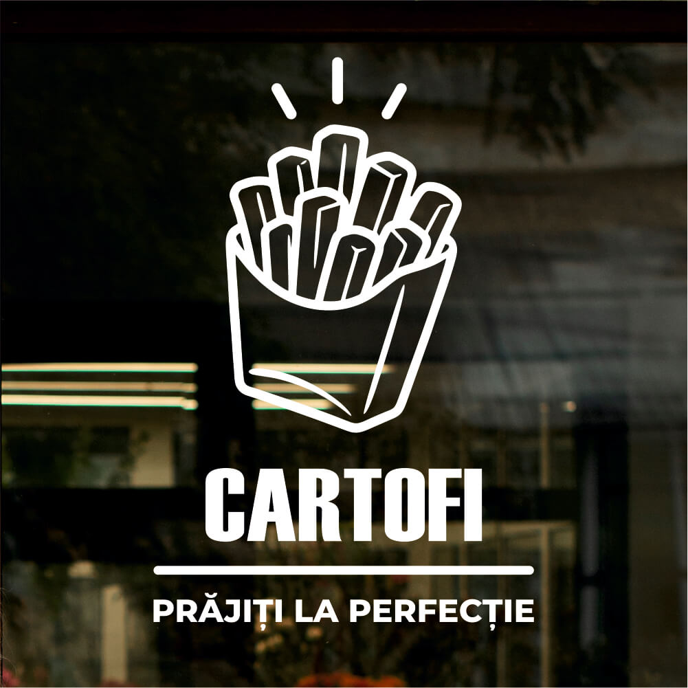 Sticker vitrină geam Cartofi Prăjiți la Perfecție