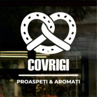 Sticker vitrină geam Covrigi Proaspeți & Aromați