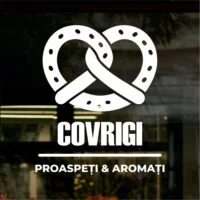 Sticker vitrină geam Covrigi Proaspeți & Aromați