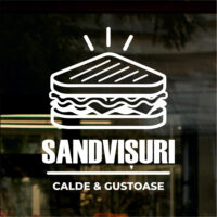 Sticker vitrină geam – Sandvișuri Calde & Gustoase
