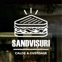 Sticker vitrină geam – Sandvișuri Calde & Gustoase