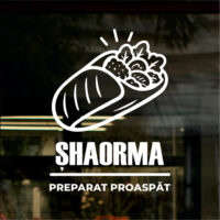 Sticker vitrină geam – Șaorma Preparat Proaspăt