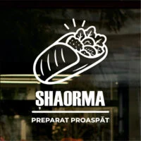 Sticker vitrină geam – Șaorma Preparat Proaspăt
