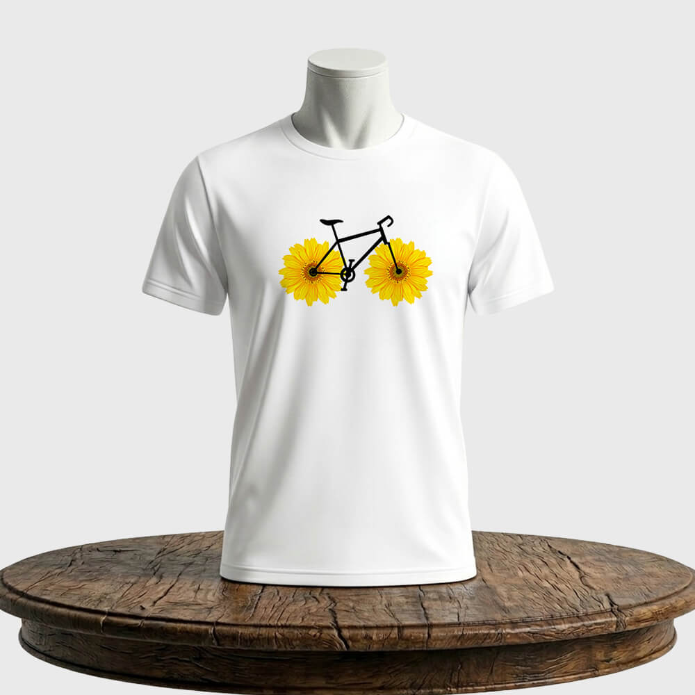 Tricou personalizat unisex Bicicletă Retro și Flori Galbene