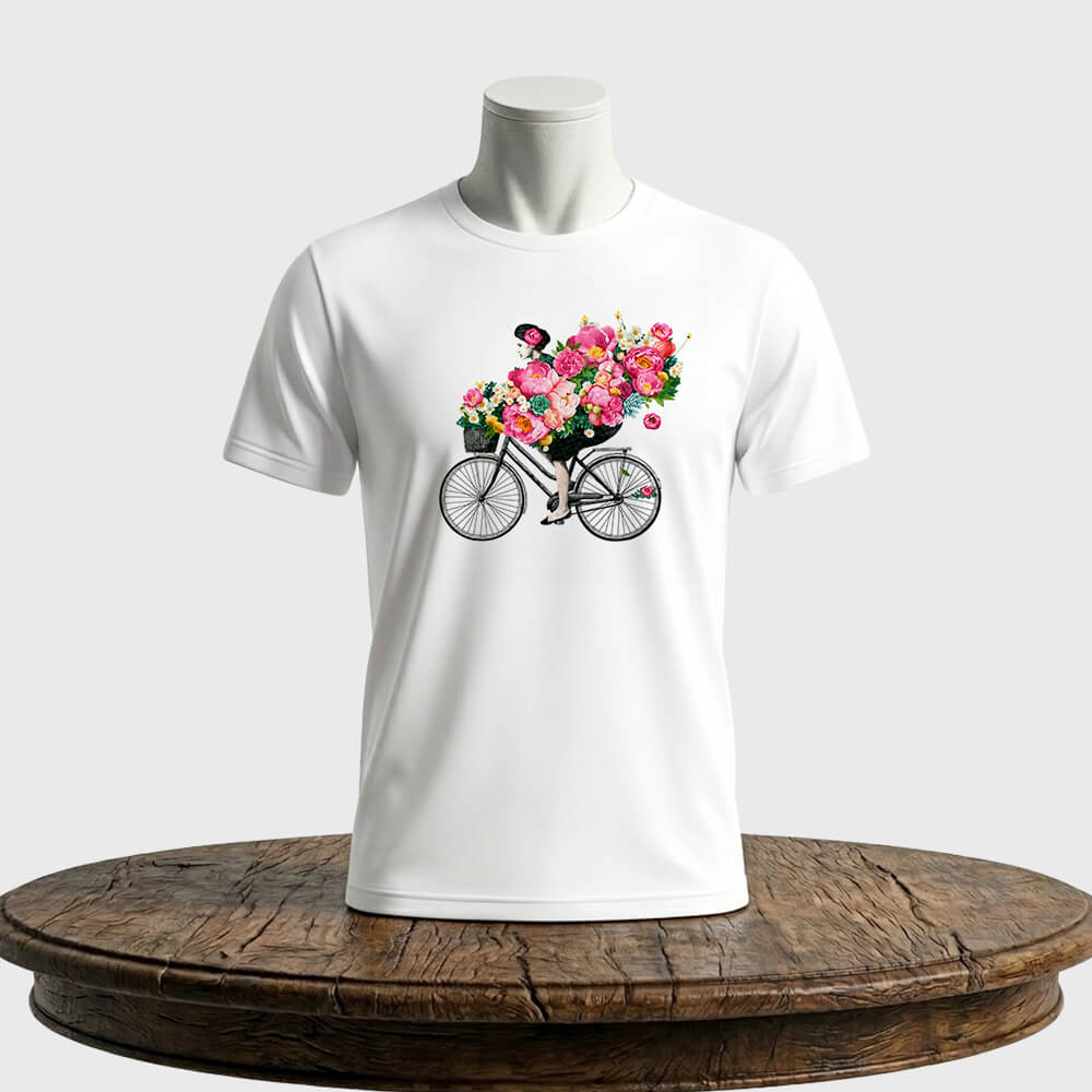 Tricou personalizat unisex Lady on Bicycle