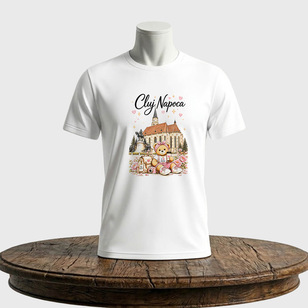 Tricou personalizat unisex Ursuleț și Orașul Cluj Napoca
