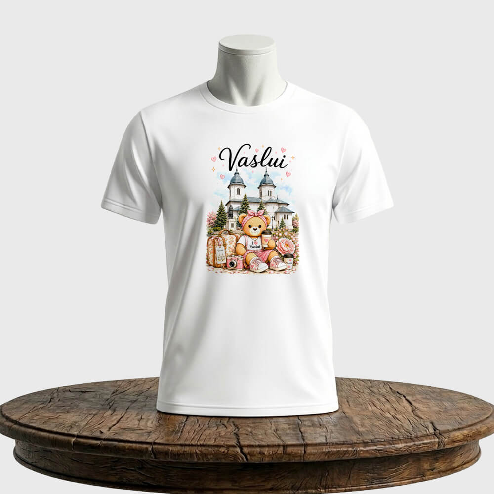 Tricou personalizat unisex Ursuleț și Orașul Vaslui