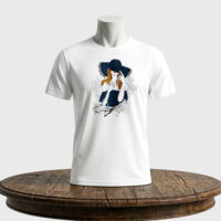 Tricou personalizat unisex – Fată cu Pălărie și Umerii Goi