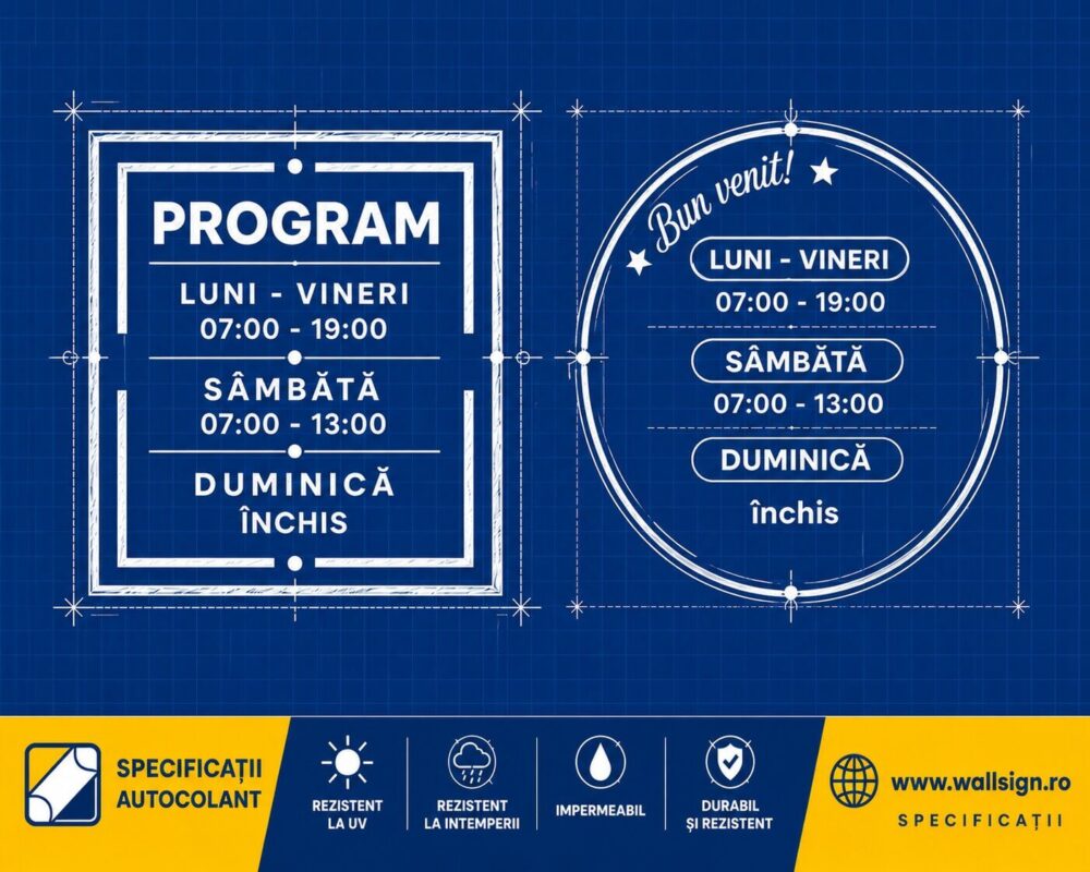 Alegeți stickere decorative de pe wallsign ro realizate prin decupare de mare precizie pe autocolant premium pentru a oferi vitrinei un aspect extrem de profesional