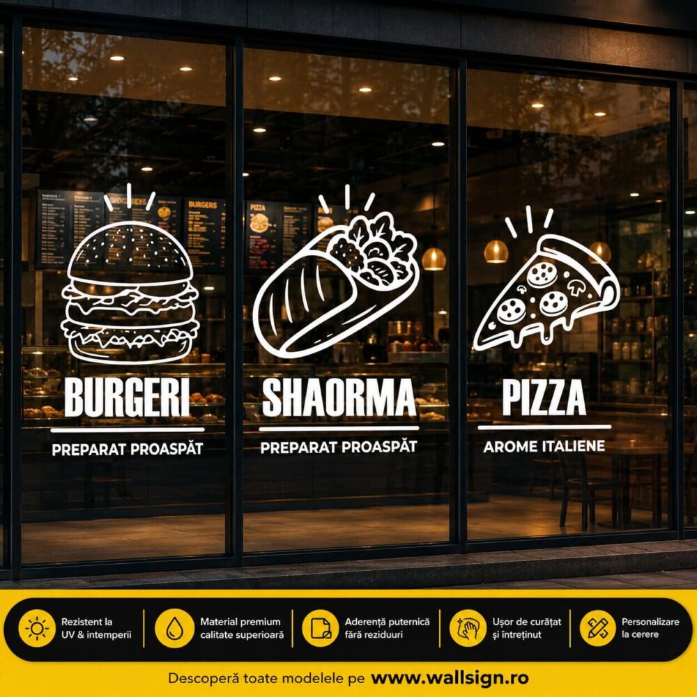 Alegeți stickere decorative wallsign ro realizate prin decupare pe contur din autocolant premium rezistent la intemperii pentru a atrage instant clienții în locație