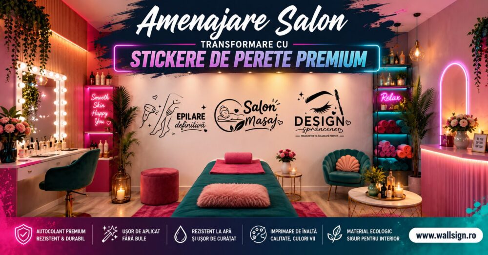Amenajare Salon Transformare cu Stickere de Perete Premium stickere decorative pentru un design modern si elegant in cabinete cosmetice si saloane de infrumusetare de top