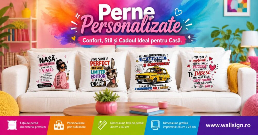 Perne personalizate cu fotografiile tale dragi sunt cadoul ideal pentru orice ocazie speciala descopera gama de produse premium de dimensiuni 40x40 cm pe wallsign ro