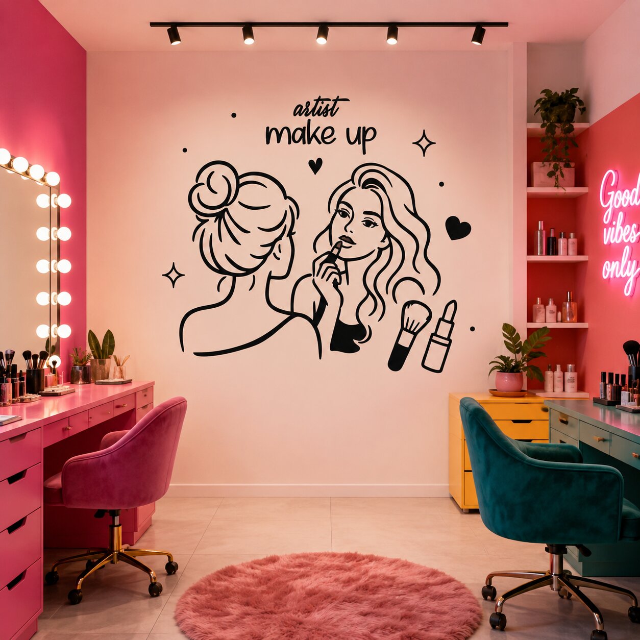 Sticker perete siluetă Artist Make up pentru salon