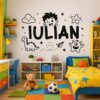 Sticker perete siluetă Băiețel simpatic nume copil