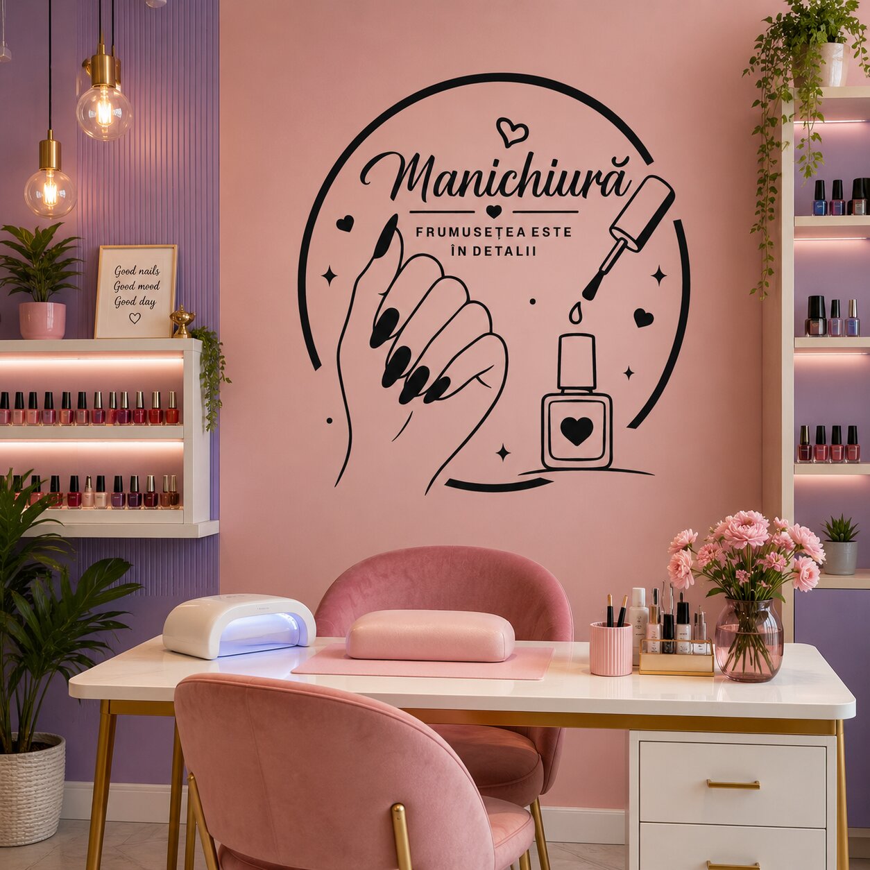 Sticker perete siluetă Manichiură profesională