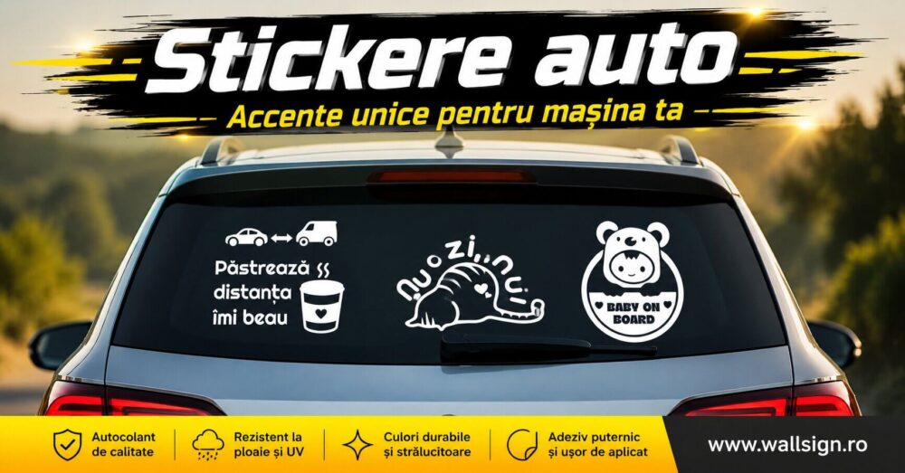 Stickere auto Accente unice pentru mașina ta aduc un stil remarcabil și o notă distinctă de originalitate pe șosele alegerea perfectă pentru personalizarea rapidă acum