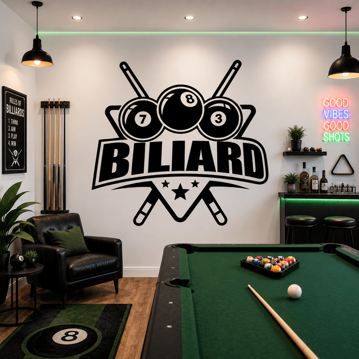 Sticker decorativ perete Biliard Club 8 Ball