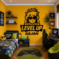 Sticker decorativ perete Level Up Nume copil