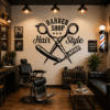 Sticker decorativ perete siluetă Barber Shop Hair Style