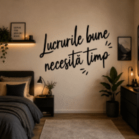 Sticker decorativ perete siluetă Lucrurile bune necesită timp