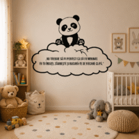 Sticker decorativ perete siluetă Panda cu Citat pentru Camera Copilului