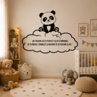 Sticker decorativ perete siluetă Panda cu Citat pentru Camera Copilului