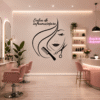 Sticker decorativ perete siluetă Salon de Înfrumusețare Foarfecă și Pieptene