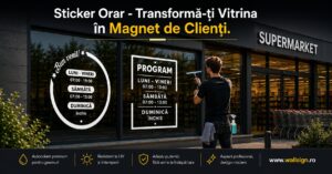 Sticker orar ideal pentru vitrina magazinului tau Alege autocolant program de functionare rezistent la apa si soare Usor de montat design elegant informare rapida clienti