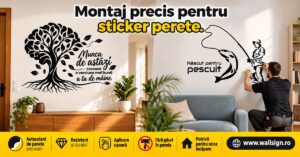 Montaj precis pentru sticker perete cu aplicare atentă și finisaj elegant Stickere decorative WallSign transformă orice cameră într un spațiu modern și plin de personalitate