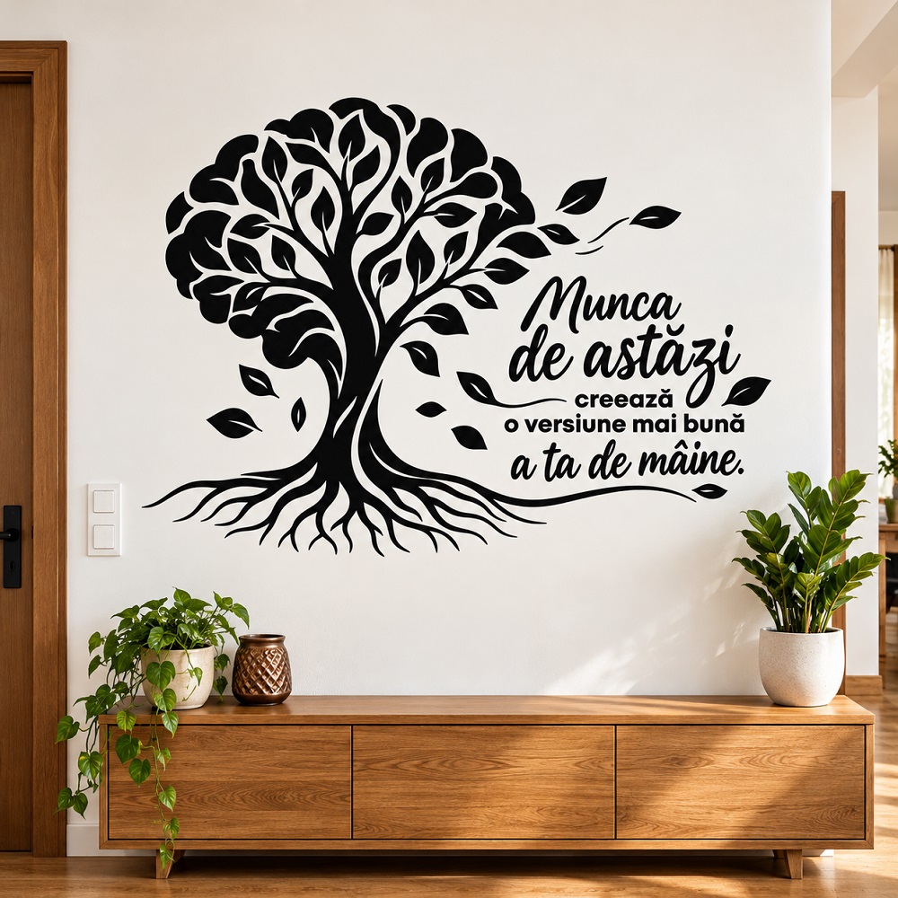 Sticker decorativ perete - Arborele Vieții cu mesaj motivațional