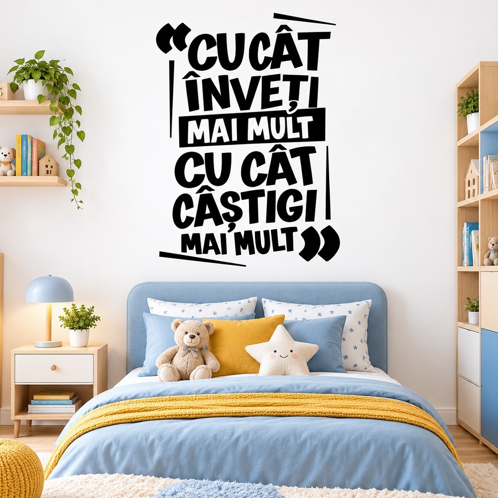 Sticker decorativ perete - Cu cât înveți, cu atât câștigi