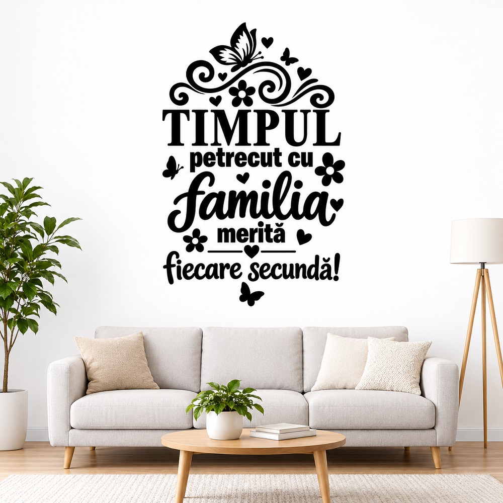 Sticker decorativ perete - Familia merită fiecare secundă