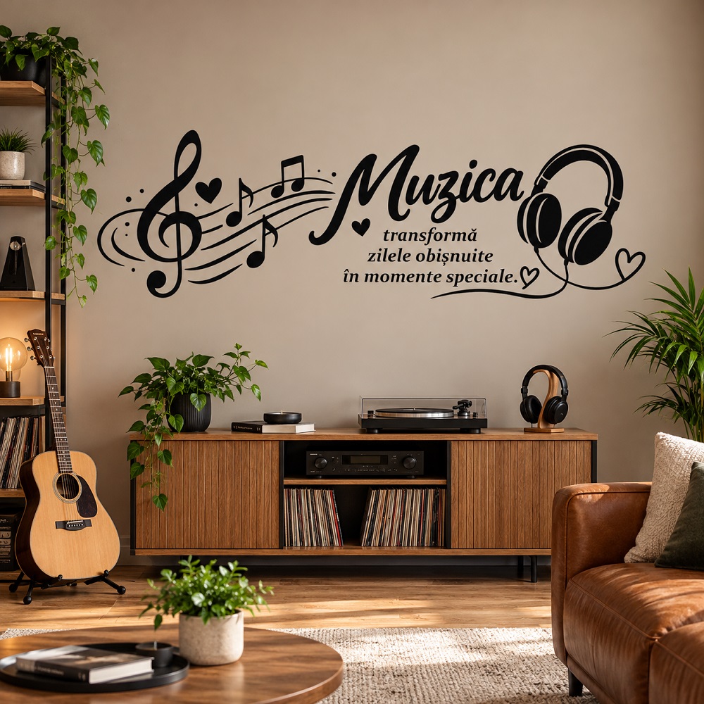 Sticker decorativ perete - Muzică și Căști Audio